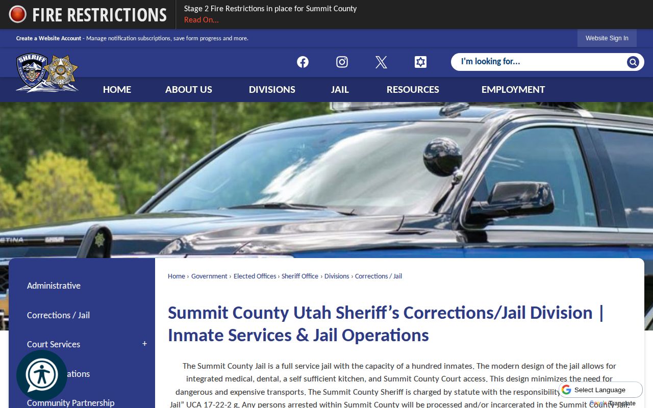 Summit County Jail release and custody facility details