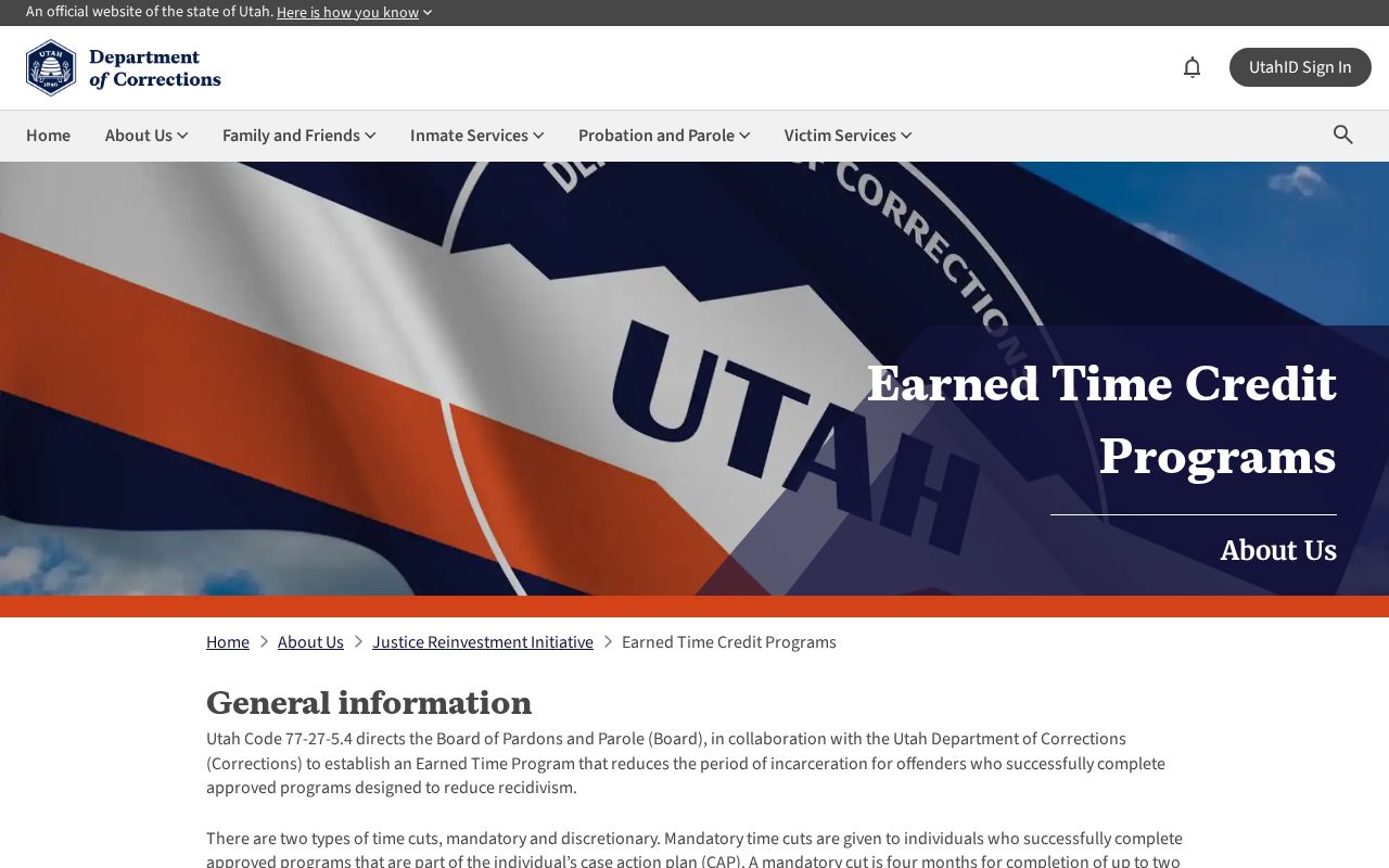 Utah corrections earned release time for Summit County prisoners