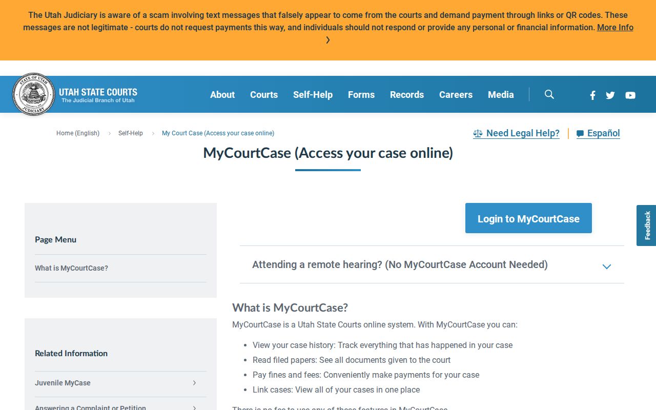 MyCase trail for Summit County release and court records